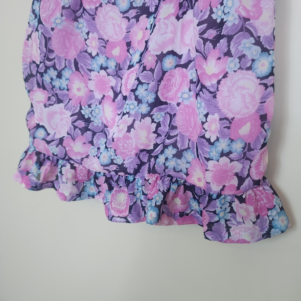 Sexy Floral Puffed Sleeve Dress Pink Size Small Barbiecore Coquette - Picture 10 of 12